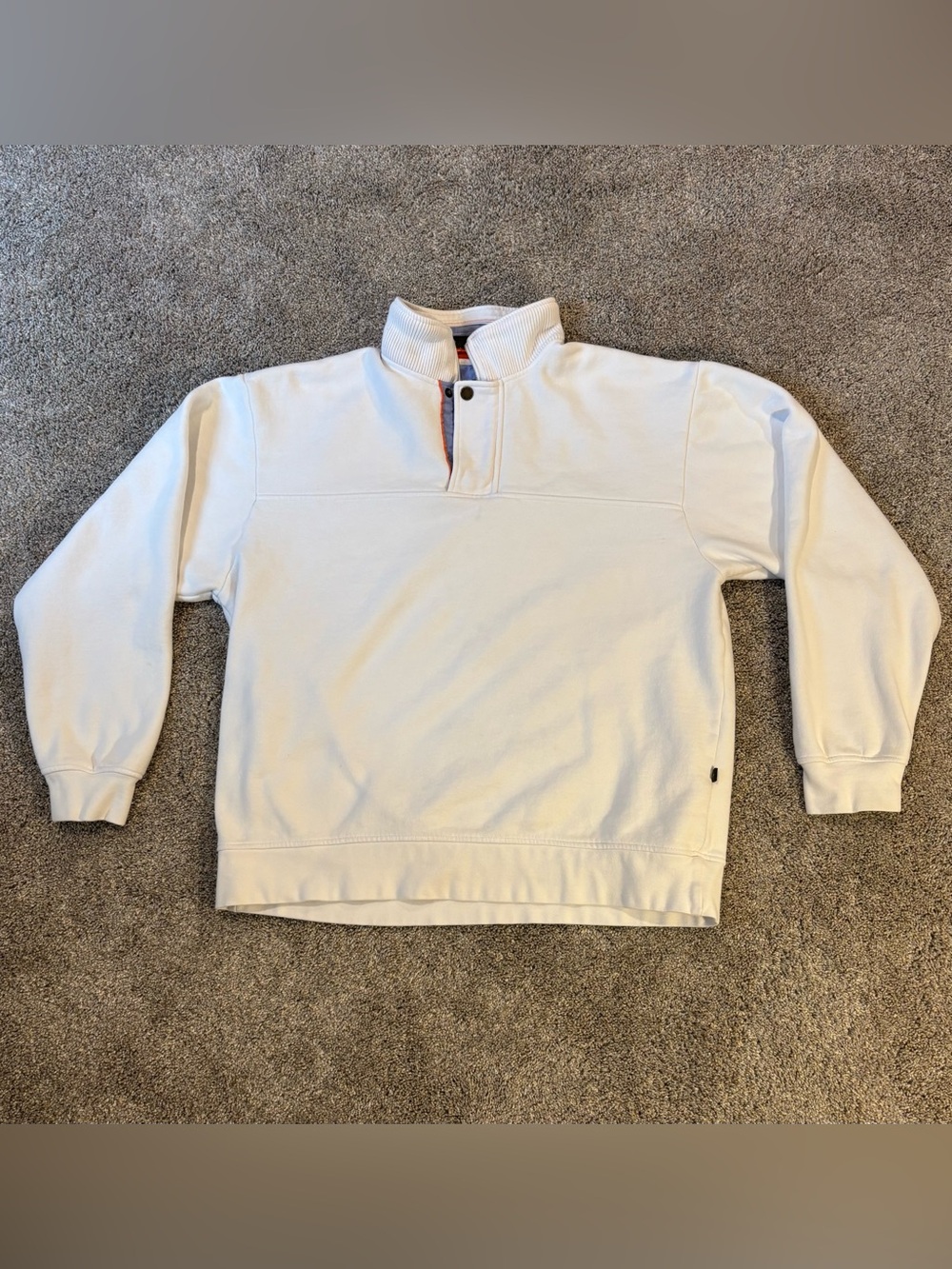 Orvis Men’s White Fleece 1/4 Zip Mock Neck Pullover Sweatshirt Large Summer